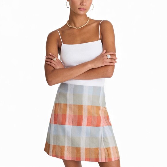 Madewell Single-Pleat Linen Mini Skirt Size 8 - Picture 1 of 11